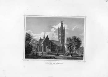 Woerlitz Anhalt-Dessau Church original steel engraving by Pozzi after Richter around 1850 