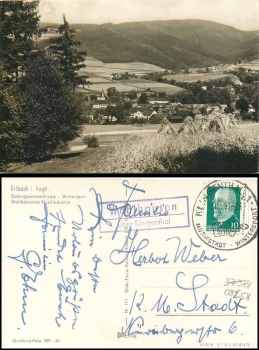 08258 Wohlhausen via Klingenthal Country postmark on postcard Erlbach in Vogtland o 17.8.1963