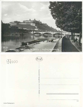 Wuerzburg Main section with bridge and fortress * ca. 1930