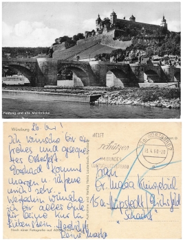Würzburg Festung und Mainbrücke o 13.4.1960