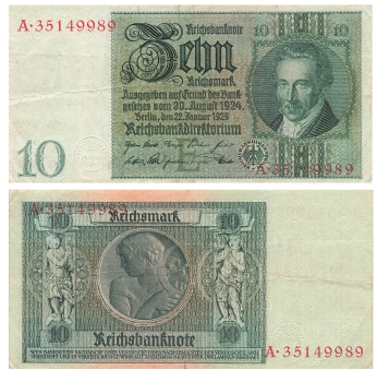 Zehn Reichsmark 22. Januar 1929 RO173  DEU-183