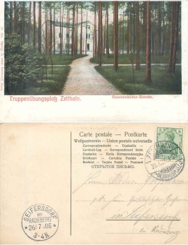 01619 Zeithain Kommandantur Baracke Stempel Übungsplatz a o 25.7.1905