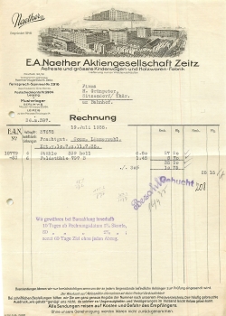06712 Zeitz pram factory E.A. Naether AG letterhead with factory view 1935