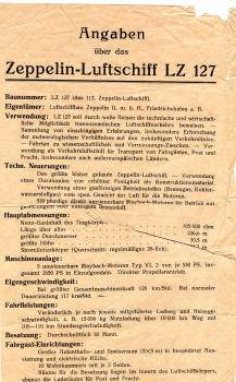 Zeppelin airship LZ 127 leaflet around 1928