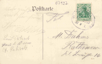 Zeulenroda Station, Werdau-Mehltheuer Railway Post, Train 2243, 1911