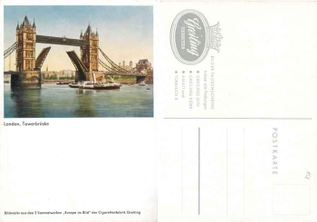 Greiling cigarette factory advertising card London Tower Bridge * ca. 1930