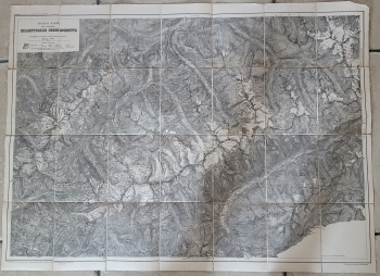Zillertal Group hiking map 1920 ​​​​​​​strung on linen 87x64cm