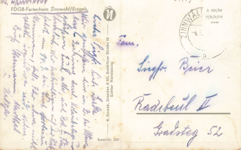 01773 Zinnwald Erzgebirge FDGB Ferienheim o um 1950