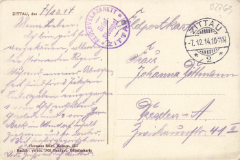 Zittau Neue Kaserne Feldpost Reservelazarett o 1914