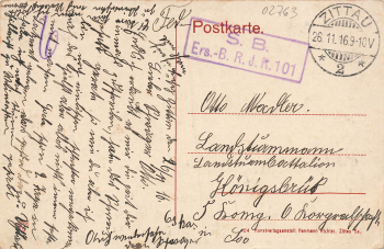 Zittau Sachsen Bautzner Strasse Feldpost Ers.-B. R. J. R. 101 o 1916