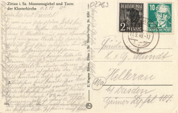 Zittau Sachsen Museumsgiebel und Klosterkirche o 1949