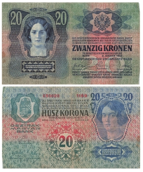 Zwanzig Kronen 20 Oesterreichisch Ungarische Bank 2. Janner 1913