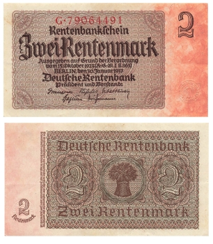 Zwei Rentenmark 30. Januar 1937 RO167b  DEU-223b 