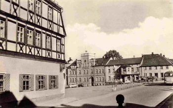 Zwönitz Erzgebirge Markt mit Rathaus o 1966