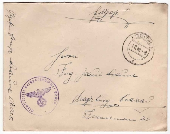 Field post number 02025 Field post o Freital 1.11.1940 probably 4th company, Kradschützen battalion 64