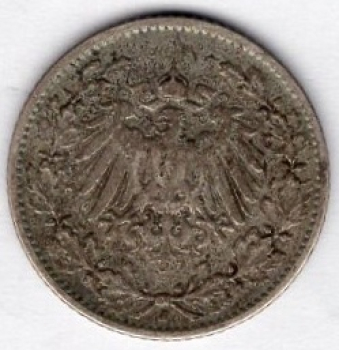 1/2 Mark 1906 J Deutsches Kaiserreich Silbermünze