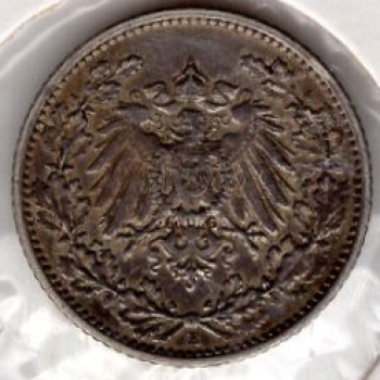 1/2 Mark 1911 A Deutsches Kaiserreich Silbermünze