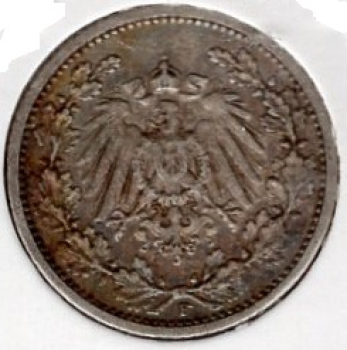 1/2 Mark 1911 F Deutsches Kaiserreich Silbermünze