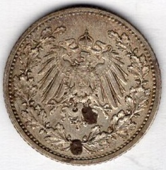 1/2 Mark 1911 G Deutsches Kaiserreich Silbermünze