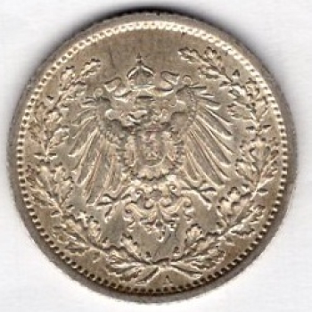 1/2 Mark 1912 A German Empire Silver Coin