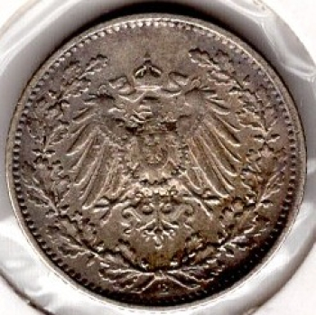 1/2 Mark 1912 A German Empire Silver Coin
