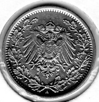 1/2 Mark 1918 A German Empire Silver Coin