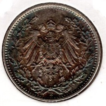 1/2 Mark 1918 E German Empire Silver Coin
