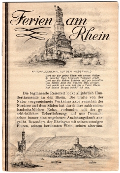 Holidays on the Rhine small travel guide around 1930 16 pages