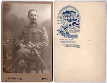 k.u.k. Armee 1.WK  Feldwebel Cabinet Photo 105 x 165  um 1915 Photograph S. Fleischmann Linz