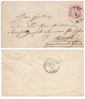 small chest plate 1 groschen postal stationery envelope o September 14, 1872