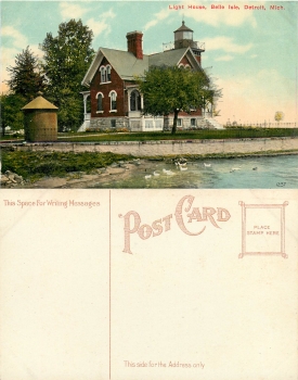 Michigan Detroit Light House Belle Isle *ca.1910