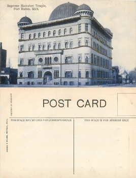 Michigan Port Huron Maccabee Temple mica map * circa 1910