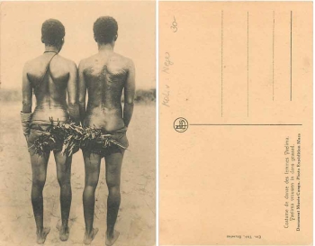 nackte farbige Menschen Rückenansicht mit Schmuck * ca. 1920
