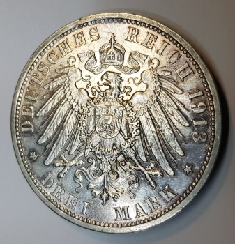 Prussia 3 Mark 1913 brilliant uncirculated