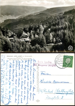 76571 Rote Lache above Gaggenau Country postmark on AK Hohenhotel o May 14, 1960