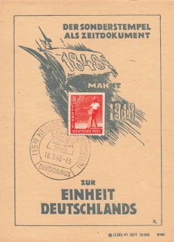 zur Einheit Deutschlands Anlasskarte 1948 Sonderstempel Heiligenstadt Eichsfeld