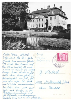 Cottbus1-Chosebuz1 bilingual stamp May 10, 1983