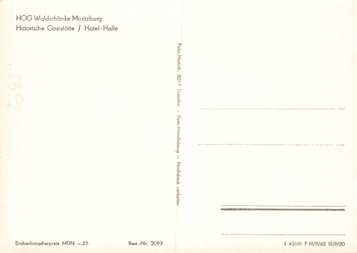 01468 Moritzburg Waldschaenke Hotel Halle * 1968 Hanich2093
