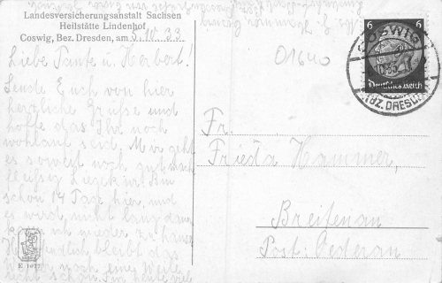 01640 Coswig Sachsen Tbc Heilstätte Lindenhof o 1933