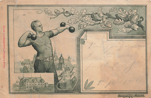 01662 Meissen Elbe Gymnastics Club artist card Oscar Voigt o 1900