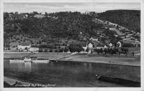 01665 Diesbar Elbe Landpoststempel Löbsal über Meißen o 1944 auf AK