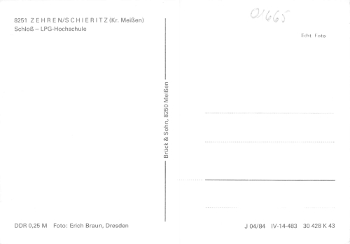 01665 Schieritz Zehren Schloss LPG Hochschule * 1984