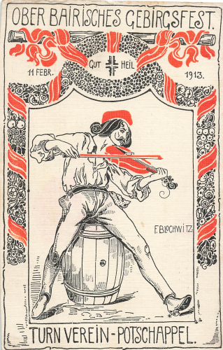 01705 Freital Potschappel Turnverein Gebirgsfest 1913 Künstlerkarte Blochwitz