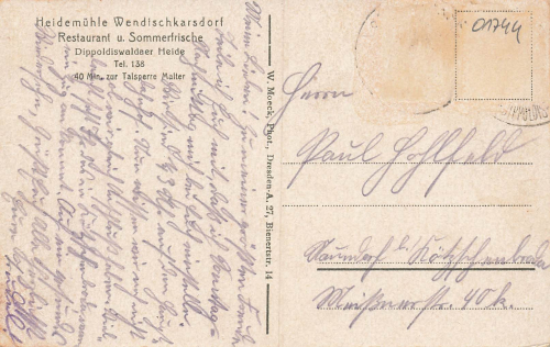 01734 Wendischkarsdorf Rabenau Restaurant Heidemuehle o um 1920