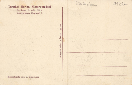 01737 Hintergersdorf Kurort Hartha Tharandt Turmhof mit Taubenhaus * um 1920