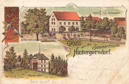 01737 Hintergersdorf Kurort Hartha Tharandt Gasthof Litho o 1900