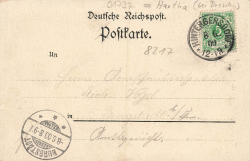 01737 Hintergersdorf Kurort Hartha Tharandt Restaurant Jltzsche Litho o 1900