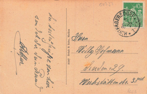 01737 Hintergersdorf Kurort Hartha Tharandt Talmuehle o 1923