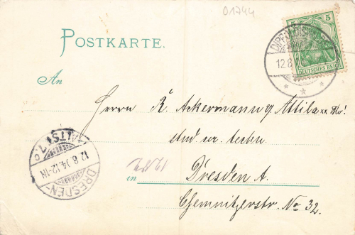 01744 Dippoldiswalde Studentica Litho o 1904