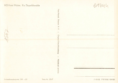 01744 Malter HO-Hotel Dippoldiswalde *1963 Hanich1567